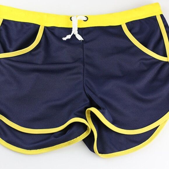 Men's Retro Gym Shorts Trunks with Pouch Blue - Picture 1 of 9
